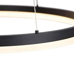 QAZQA Design Ring-Pendelleuchte Schwarz 60cm inkl. LED und Dimmer - Anello