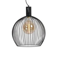 QAZQA Design runde Hängelampe schwarz 50 cm - Wire Dos