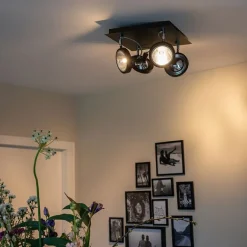 QAZQA Design Spot schwarz 4-flammig verstellbar - Nox