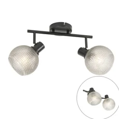 QAZQA Design Spot schwarz mit Rauchglas 2-flammig - Chico