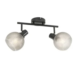 QAZQA Design Spot schwarz mit Rauchglas 2-flammig - Chico