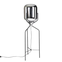 QAZQA Design Stehlampe schwarz mit Rauchglas - Bliss
