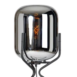 QAZQA Design Stehlampe schwarz mit Rauchglas - Bliss