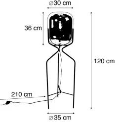 QAZQA Design Stehlampe schwarz mit Rauchglas - Bliss