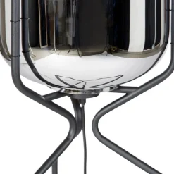 QAZQA Design Stehlampe schwarz mit Rauchglas - Bliss