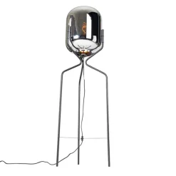 QAZQA Design Stehlampe schwarz mit Rauchglas - Bliss