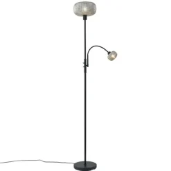 QAZQA Design Stehlampe Schwarz mit Rauchglas 2-Lichter - Brianna