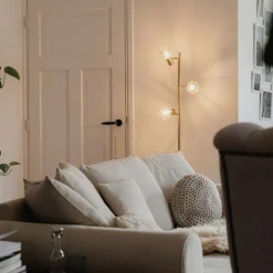 QAZQA Design Stehleuchte Gold 3-Licht verstellbar - Mesh