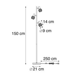 QAZQA Design Stehleuchte Gold 3-Licht verstellbar - Mesh