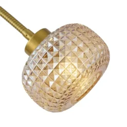 QAZQA Design Stehleuchte Messing mit bernsteinfarbenem Glas 2-flammig - Brianna