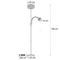 QAZQA Design Stehleuchte Messing mit bernsteinfarbenem Glas 2-flammig - Brianna