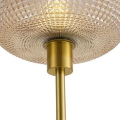 QAZQA Design Stehleuchte Messing mit bernsteinfarbenem Glas 2-flammig - Brianna