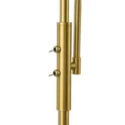 QAZQA Design Stehleuchte Messing mit bernsteinfarbenem Glas 2-flammig - Brianna