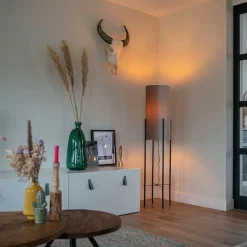 QAZQA Design Stehleuchte mit Samtschirm taupe/gold - Rich