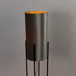 QAZQA Design Stehleuchte mit Samtschirm taupe/gold - Rich