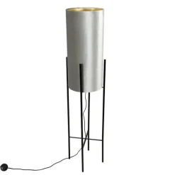 QAZQA Design Stehleuchte mit Samtschirm taupe/gold - Rich