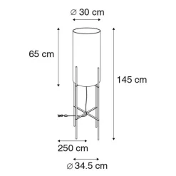 QAZQA Design Stehleuchte mit Samtschirm taupe/gold - Rich