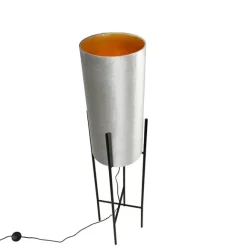 QAZQA Design Stehleuchte mit Samtschirm taupe/gold - Rich