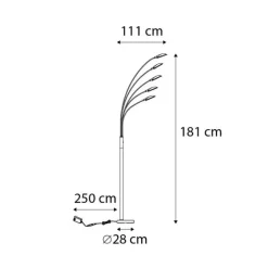 QAZQA Design Stehleuchte schwarz inkl. LED 5-flammig - Sixties Trento