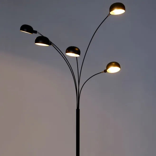 QAZQA Design Stehleuchte schwarz 5-Licht - Sixties