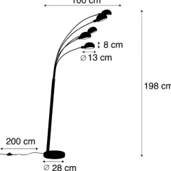 QAZQA Design Stehleuchte schwarz 5-Licht - Sixties