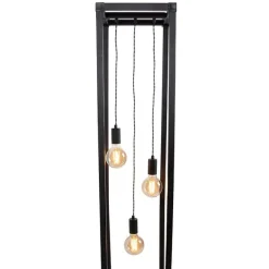 QAZQA Design Stehleuchte schwarz 3-Licht - Käfig