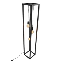 QAZQA Design Stehleuchte schwarz 3-Licht - Käfig