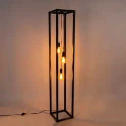 QAZQA Design Stehleuchte schwarz 3-Licht - Käfig