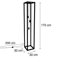 QAZQA Design Stehleuchte schwarz 3-Licht - Käfig