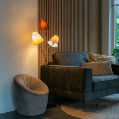 QAZQA Design Stehleuchte schwarz mit Stoffschirm 3-flammig - Melis