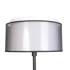 QAZQA Design Stehleuchte schwarz mit schwarzem und weißem Schirm 47 cm - Simplo