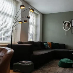 QAZQA Design Stehleuchte schwarz 5-Licht - Sixties Marmo