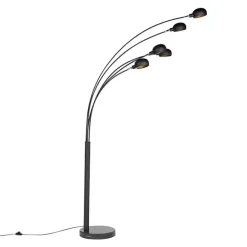 QAZQA Design Stehleuchte schwarz 5-Licht - Sixties Marmo