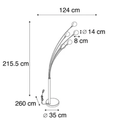 QAZQA Design Stehleuchte schwarz 5-Licht - Sixties Marmo