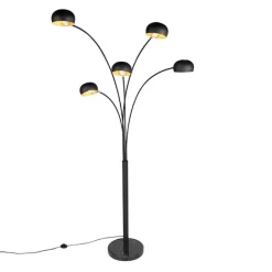 QAZQA Design Stehleuchte schwarz 5-Licht - Sixties Marmo