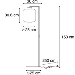 QAZQA Design Stehleuchte schwarz mit Rauchglas - Qara