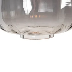 QAZQA Design Stehleuchte schwarz mit Rauchglas - Qara