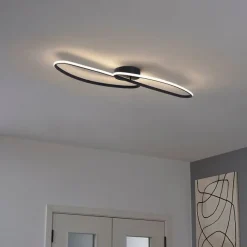 QAZQA Design-Deckenleuchte matt schwarz 65 cm 3-Stufen-Dimmbar 2-flammig - Pepe