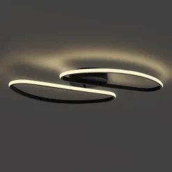 QAZQA Design-Deckenleuchte matt schwarz 65 cm 3-Stufen-Dimmbar 2-flammig - Pepe