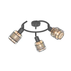 QAZQA Design-Deckenleuchte Schwarz mit Gold 3-flammig rund - Noud