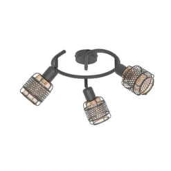 QAZQA Design-Deckenleuchte Schwarz mit Gold 3-flammig rund - Noud