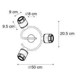 QAZQA Design-Deckenleuchte Schwarz mit Gold 3-flammig rund - Noud