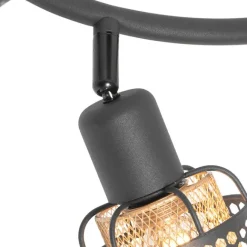 QAZQA Design-Deckenleuchte Schwarz mit Gold 3-flammig rund - Noud