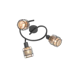 QAZQA Design-Deckenleuchte Schwarz mit Gold 3-flammig rund - Noud