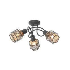 QAZQA Design-Deckenleuchte Schwarz mit Gold 3-flammig - Noud