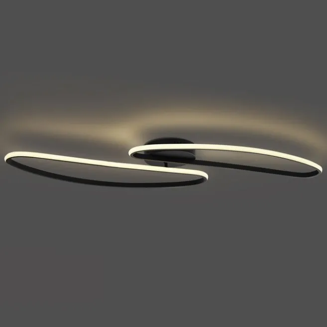 QAZQA Design-Deckenleuchte Schwarz 100cm inkl. LED 3-Stufen-Dimmbar 2-flammig - Pepe