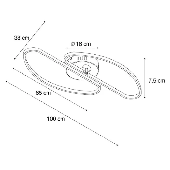 QAZQA Design-Deckenleuchte Schwarz 100cm inkl. LED 3-Stufen-Dimmbar 2-flammig - Pepe
