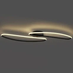 QAZQA Design-Deckenleuchte Schwarz 100cm inkl. LED 3-Stufen-Dimmbar 2-flammig - Pepe