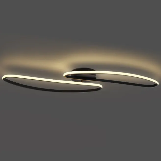 QAZQA Design-Deckenleuchte Schwarz 100cm inkl. LED 3-Stufen-Dimmbar 2-flammig - Pepe