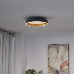 QAZQA Design-Deckenleuchte schwarz mit Gold 40cm inkl. LED 3-Stufen-Schalter - Ingo